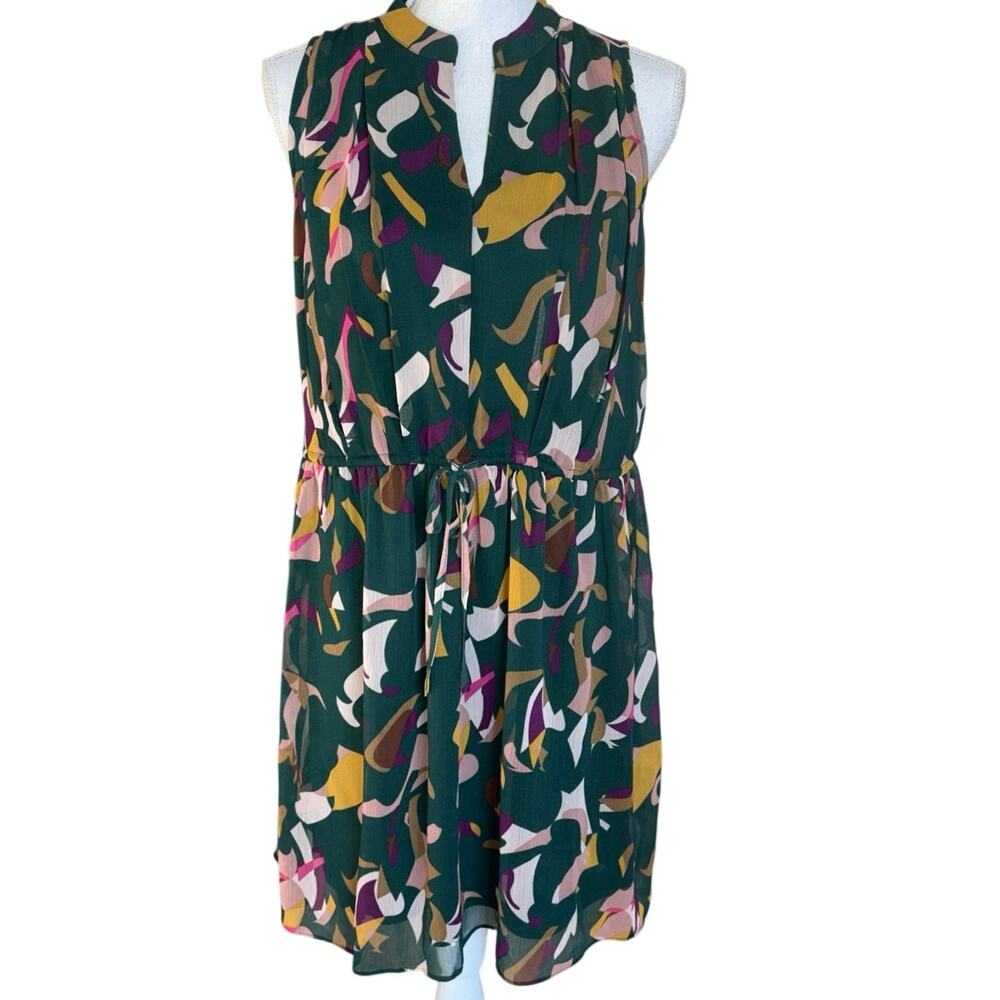 New Nine West Green Print Sleeveless Dress Small